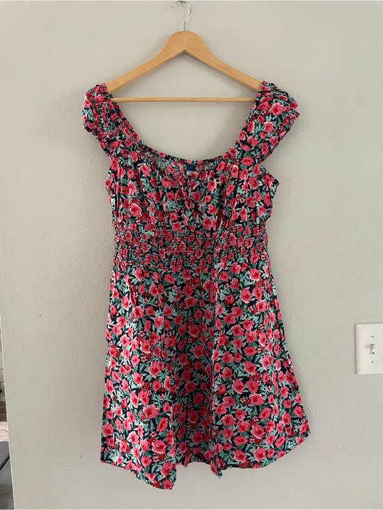 Old Navy Dresses & Skirts - Old Navy Black Floral Mini Dress with Pink & Green Print